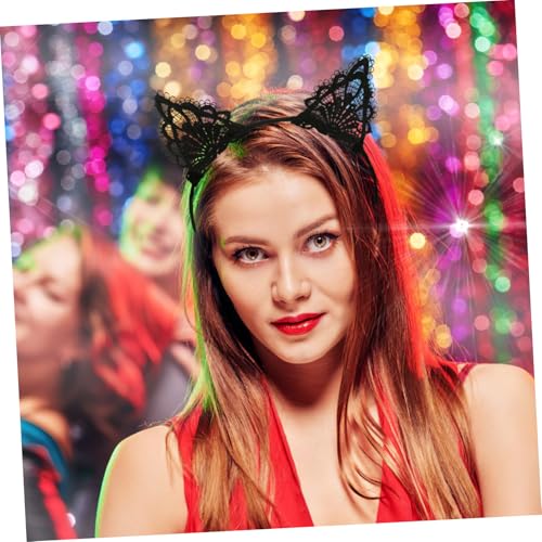 Holibanna 6stücke Katzenohren-stirnband Für Mädchen Pelziges Ohren-haarband Mit Spitzenbesatz Tier-stirnband Modisches Haarband-kopfbedeckung Süßes Katzenkopfbedeckung Für von Holibanna