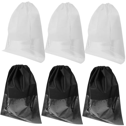 Holibanna 6stücke Schuhbeutel Mit Sichtfenster Tragbare Kordelzug-schuhtaschen Für Reisen Staubdicht Aus Vliesstoff Für Herren Und Damen Weiße Schwarze von Holibanna