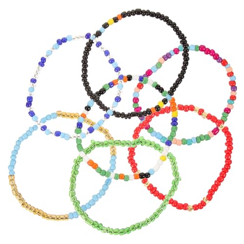 Holibanna 7 Stück Teiliges Boho Fußkettchen Set für Damen Farbenfrohe Perlen Fußkettchen Verstellbare und Vielseitige Fußschmuck für Strand Urlaub und Partys von Holibanna