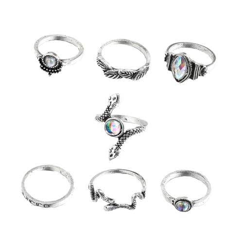 Holibanna 7 Stück Teiliges Vintage Schlangenring Set Damen Schmuck Feine Verzierung Modische Finger Ringe Stilvoll für Alltag Party Geburtstag von Holibanna