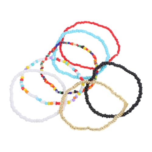 Holibanna 7Pcs Boho Bunte Fußkettchen Strand Fußkettchen für Frauen Mädchen Perlen Stapelbar Armband Handgelenk Ketten Einzigen Schicht Armbänder für Frauen von Holibanna
