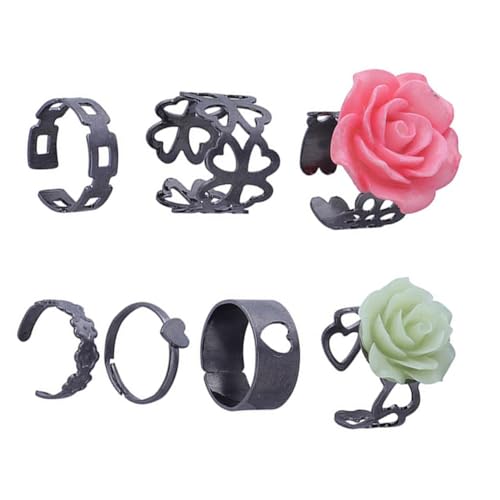 Holibanna 7stücke Vintage Finger Ringe Aushöhlen Ringe Frauen Ring Geschenke Kreative Ringschmuck Rosenfingerdekorationen Ausgehöhlte Fingerringe von Holibanna