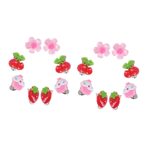 Holibanna 8 Paare Ohrclips Mädchen Ohrclips Piercing Bunte Ohrschmuck Mit Erdbeere Kirsche Blume Eiscreme Muster Für Party Kostüm Schmuck von Holibanna