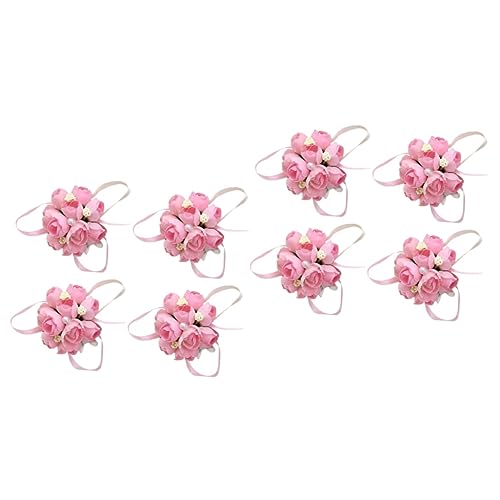 Holibanna 8 Stk hochzeitsdeko künstliche Blumenkorsage am Handgelenk Blumenornament Brosche Ansteckblume Brosche Hochzeit Handgelenk die Blumen Zubehör Stift schmücken Braut Rosa von Holibanna