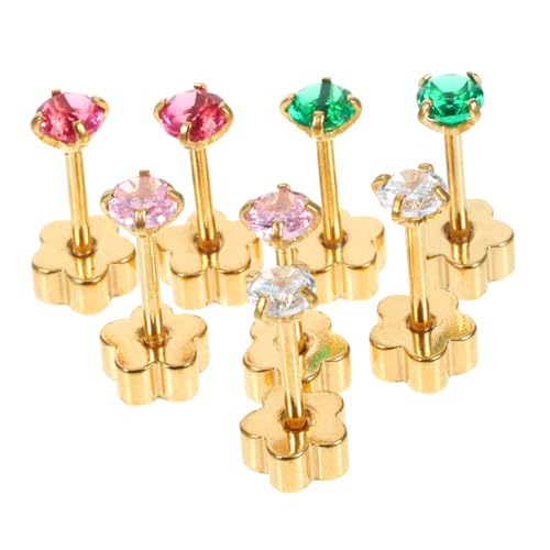 Holibanna 8 Stück Teiliges Damen Ohrknorpel Schraubverschluss Ohrstecker mit Zirkonia Glänzend Leicht Farblich Abgestimmt in Weißgold Rot und Rosa Modischer Schmuck für Alltag und von Holibanna