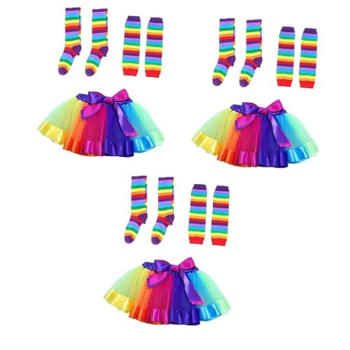 Holibanna 9 Stück Gazerock Regenbogenrock Für Mädchen Mädchenkleidung Tutu-Rock Partykostüm Mädchenhandschuh-Outfits Mädchenkleidung Outfits Für Mädchen Party Tüllrock Handschuhe von Holibanna