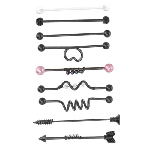Holibanna 9 Stück Teiliges Industrial Ohrstecker Set Langform Modische Ohrdekorationen für Damen und Herren Glatte Oberfläche Komfortabel Tragbar Vielseitig für Alltag und Party von Holibanna