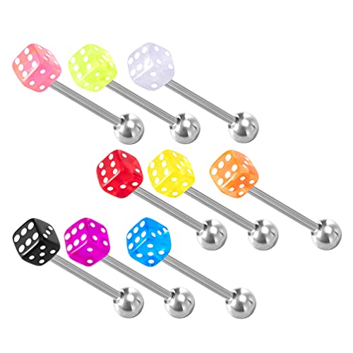 Holibanna 9Pcs Würfel Zunge Barbells Ring Piercing Barbell für Frauen Acryl Kunststoff Piercing Schmuck Halloween Schmuck von Holibanna