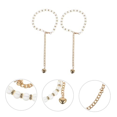 Holibanna Abnehmbare High Heel Schuhbänder mit Simulierten Perlen Rutschfeste Fersenschlaufen für Damen und Sicher Einfache Anwendung Installation Bernsteinperle Goldkette von Holibanna