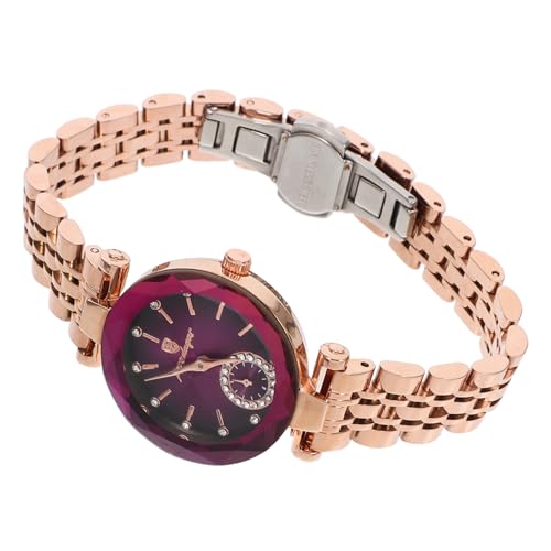 Holibanna Anschauen Modische Damenuhr Armbanduhr Für Damen Lässige Uhr Leichte Uhrenverzierung Mädchen Uhren Kreative Uhrenverzierung Goldene Uhr Mode Violett Quarz Fräulein von Holibanna