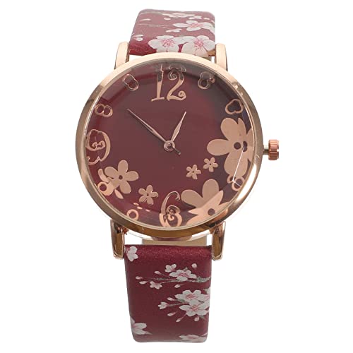 Holibanna Anschauen Frauen Schauen Analog Freizeituhr Uhr Im Freizeitstil Analoge Uhr Blumen Achten Auf Schauen Zu Uhrendekoration Hautfreundliche Uhr Blumenuhren Gürtel Damen Glas von Holibanna