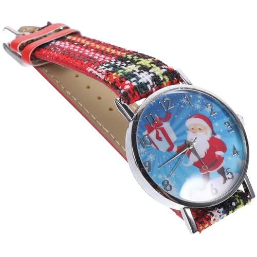 Holibanna Anschauen Santa Armbanduhr Strass Uhr Damenuhr Geschenkuhr für Frauen Geschenkuhr zu Weihnachten beiläufig Lederriemen Gürteluhr Gehäuse Material: Legierung rot von Holibanna