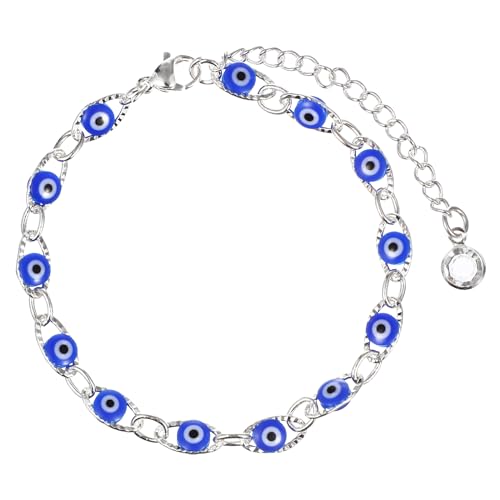 Holibanna Armband mit bösem Blick türkischer blauer Augen-Charm Handgelenkkette versilbert handgefertigter Perlenschmuck für Damen und Herren von Holibanna