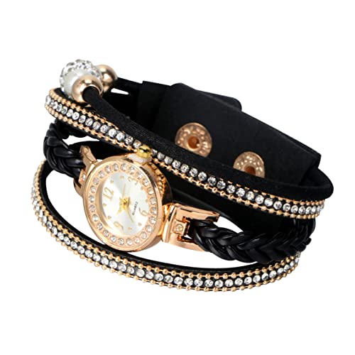 Holibanna Damenanzüge Handgelenkskette Damenarmbanduhren Uhren aus Edelstahl Armband für Frauen Damenuhren kreative Handgelenkdekoration Strass Uhr Quartz Uhr Weben Anschauen Gurt Fräulein von Holibanna