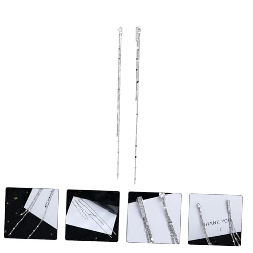 Holibanna Asymmetrische Lange Quastenohrringe Damen Silber Ohrstecker Modisch Elegant für Party Hochzeit Alltagslook von Holibanna
