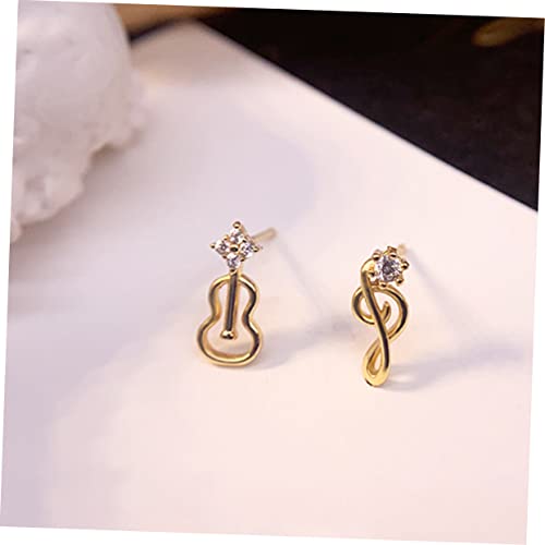 Holibanna Asymmetrische Musiknoten Ohrstecker mit Zirkonia Violine Design Minimalistische Musik Ohrringe für Frauen Stylischer Schmuck für Alltag Party und Besondere Anlässe von Holibanna