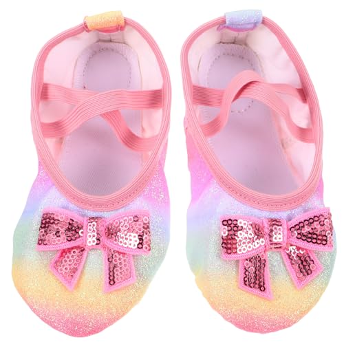 Holibanna Ballettschuhe mit Weicher PU Sohle Glitzerndem Schleifendetail rutschfest und Atmungsaktiv Leicht und für Tanzpraxis und Alltag Geeignet für Mädchen Ab von Holibanna