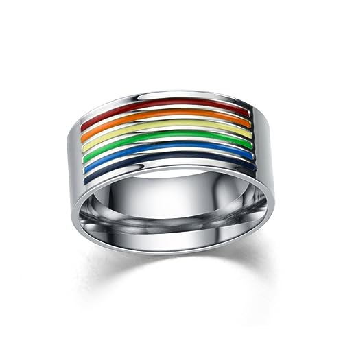 Holibanna Metallring mit Regenbogenfahne Edelstahlringe für Damen LGBT-Ware lgbt stolz ring schmuck Ringe für Männer schwuler Ring LGBT-Ring bunt Gleichgesinnte Liebhaber von Holibanna