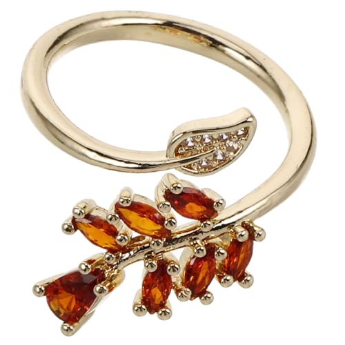 Holibanna Blatt-Blumen-Ring zappeln Geburtsstein Band Smaragd Damenring Blumenring verstellbarer ring Ringe Ringzubehör Frau Mann Natur-Blatt-Ring Blattöffnungsring Herbstring Metall von Holibanna