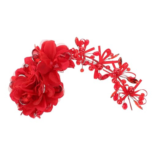 Holibanna Blumenstirnbänder rotes Stirnband rotes Blumenstirnband Hochzeitsblumen-Haarkamm koreanische haarzusätze Prinzessin Kinderhaarreifen Haarreifen für Mädchen hübsches Haarband von Holibanna