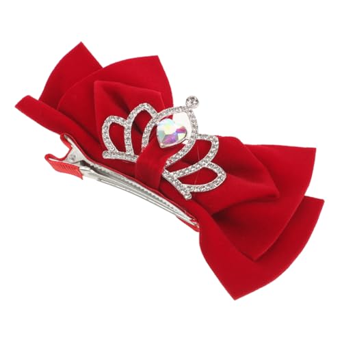 Holibanna Bogen-entenschnabel-clip Tiara-haarspange Krone Haarschleife Clip Prinzessinnen-haarspangen Haarspangen Mit Prinzessinnenblüten Friseurklammern Rote Linie Jahrgang Baby Samt von Holibanna