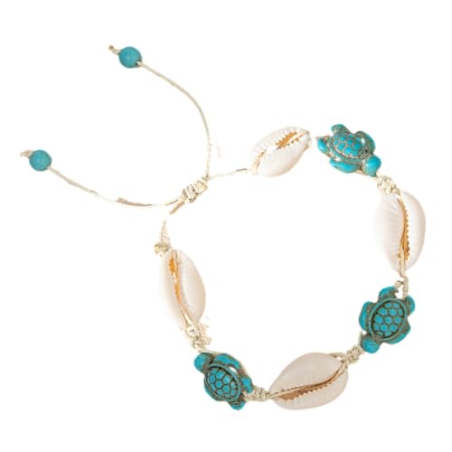 Holibanna Muschel Fußkettchen Armband Damen Mit Schildkrötenanhänger Strand Schmuck Verstellbar Füße Schmuck Accessoire von Holibanna