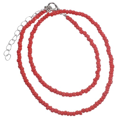 Holibanna Boho Choker Halskette Kette Samen Perlenkette Winzige Perlen Choker Schmuck für Frauen Und Mädchen (Rot) von Holibanna