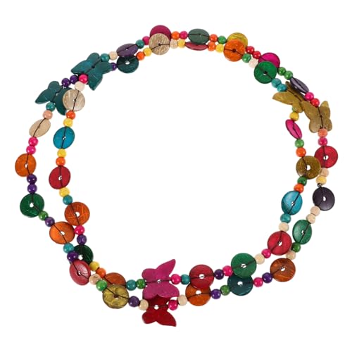 Holibanna Boho Halskette Damen Bunte Kokosnuss Muschel Perlen Lange Doppellagige Kette mit Schmetterling Anhänger Handgefertigt Urlaub Schmuck Vielseitig und Strapazierfähig von Holibanna