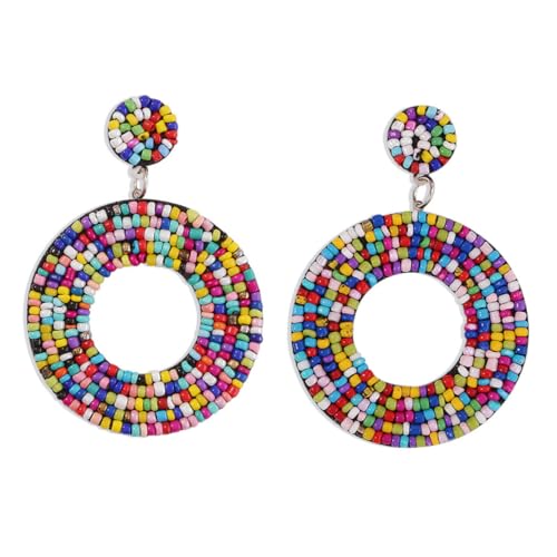 Holibanna Boho Ohrringe Damen Hängend Bunte Perlen Geometrisch Tropfen Ohrschmuck Sommer Urlaub Geschenk von Holibanna