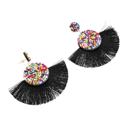 Holibanna Boho Quasten Ohrringe Damen Bunte Perlen Fransen Anhänger Leichte Dangle Ohrschmuck für Alltag Party und Modisch und Komfortabel von Holibanna