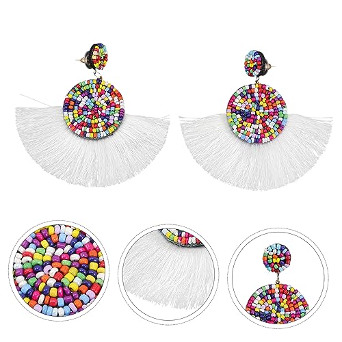 Holibanna Boho Stil Quasten Ohrringe Damen Halbkreisförmige Bunte Perlen Ohrhänger Leichte Ethno Ohrschmuck Statement Accessoires für Alltag und Party von Holibanna