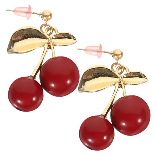 Holibanna Bow Shape Cherry Ohrringe aus Langlebigem Material Zierliche Frucht Design Ohrstecker für Frauen Ohraccessoires für Alltag und Festliche Anlässe von Holibanna