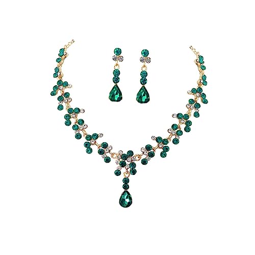 Holibanna Brautschmuck Set Damen Grüner Schmuckset Frauen Modisch Hochzeit Ohrringe Halskette Party Zubehör Brautjungfer Accessoire von Holibanna