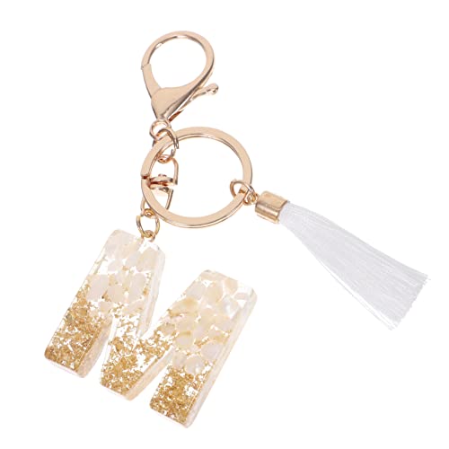 Holibanna Alphabet Schlüsselanhänger Mit Weißen Quasten Resin Stilvolle Taschenanhänger Für Damen Personalisierte Schlüsselringe Für Schlüssel Oder Taschen Elegantes Design von Holibanna