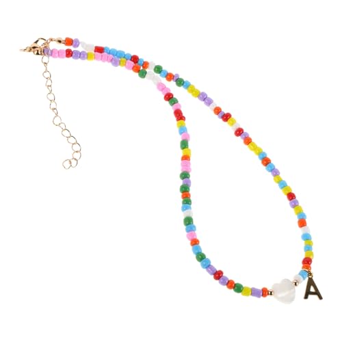 Holibanna Bunte Buchstaben Perlenkette Damen Edelstahl Initial Halskette Kreativer Choker Modischer Schmuck für Alltag Party Anlass von Holibanna