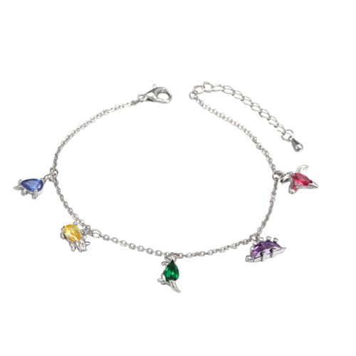 Holibanna Bunte Kleine Dinosaurier Halskette Vergoldet mit Farbigen Zirkonia Damen Schlüsselbein Schmuck für Alltag und an Freundin Familie von Holibanna