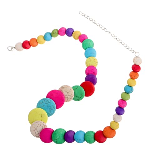 Holibanna Bunter Strandstil Farbige Stein Halskette Kreative Exaggerierte Kette für Frauen Handgefertigter Modeschmuck Vielseitige Bead Kette für Partys und Reisen von Holibanna