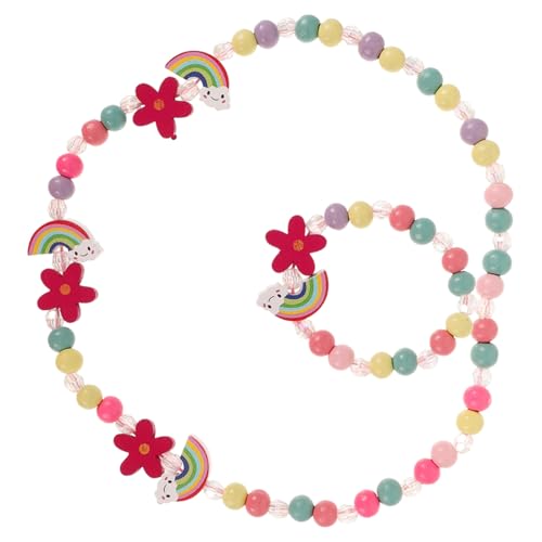 Holibanna Buntes Regenbogen schmuckset für Mädchen Perlen Armband und Halskette Kindgerechtes Bastelset Modisches Accessoire für Party und Alltag Geschenk für Junge Mädchen von Holibanna