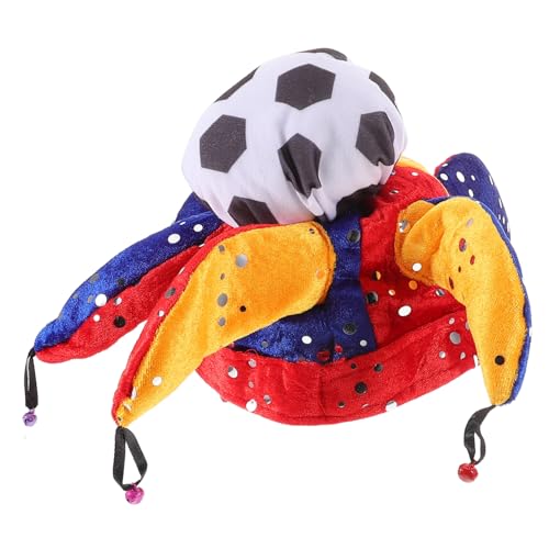 Holibanna Clown-Hut fußballparty Spaßiger Hut Fußballveranstaltung Fußball Karneval Lustiger Hut Neuartige Plüschkappe Hut in Form eines Party-Fußballs Kopfbedeckung aus Fußballhorn Flanell von Holibanna