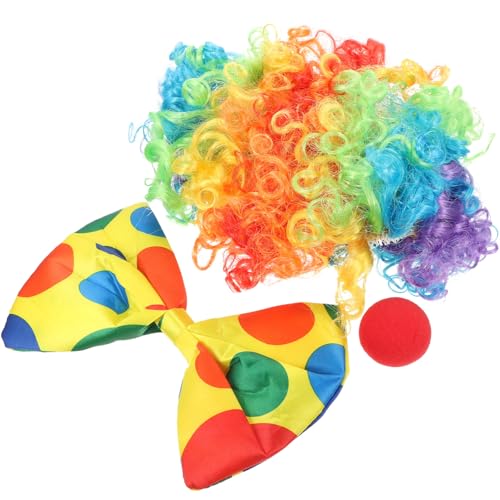 Holibanna Funny Clown Cosplay Set Mit Perücke Nase Und Fliege Wiederverwendbare Party-requisiten Für Karneval Halloween Und Festlichkeiten Für Erwachsene Und Teenager von Holibanna