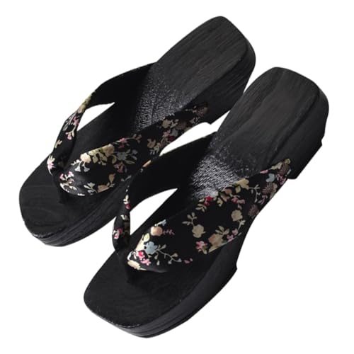 Holibanna Creative Clog Sandalen Damen Holzschuhe Bequeme Zehentrenner Slipper Sommer Hausschuhe mit Flacher Sohle für Alltag und Strand von Holibanna