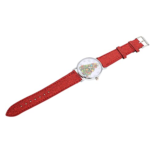 Holibanna Damen Armbanduhr Weihnachten Rotes Lederband Stilvolle Frauen Uhr Leichtes Design Analog Kleine Armbanduhr für Alltag und Studenten von Holibanna