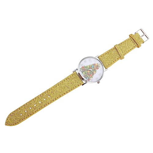 Holibanna Damen Armbanduhr Weihnachtsuhr Analog Quarzuhr mit Weihnachtsbaum Goldfarbenes Gehäuse Großes Langlebig aus und Zinklegierung Modisch für Damen und Studenten von Holibanna