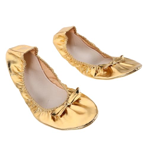 Holibanna Damen Ballettschuhe Gold Soft Sole Tanzschuhe mit Hoher Elastizität und Stoßdämpfung rutschfest für Bauchtanz Yoga Bühne Professionelle Geteilte Sohle für Fließende von Holibanna