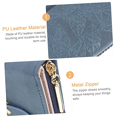 Holibanna Damen Geldbörse Kurzformat Zipper Clutch Portemonnaie mit Fächern für Karten und Geld Blau Kompakt Leicht Platzsparend für Alltag und Reisen von Holibanna