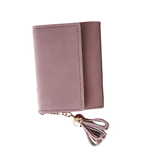Holibanna Damen Geldbörse PU Trifold Portemonnaie mit Quaste Leichtes Kartenetui Kompakte Clutch für Frauen und Studenten Modisches Kleines Fach Faltwallet Rosa von Holibanna