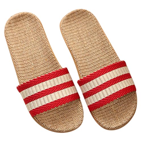 Holibanna Damen Hausschuhe Sommer Slippers Offen Atmungsaktiv Komfortabel Rutschfest Leicht Rot für Innenbereich Wohnzimmer Küche Schlafzimmer von Holibanna