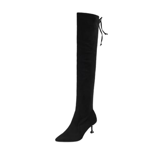 Holibanna Damen Overknee Stiefel mit Warmem Futter Absatz Spitz Zulaufend Veloursleder Bequeme Winterboots für Herbst und Kalte Tage Stilvolle Lange Stiefel für Frauen von Holibanna