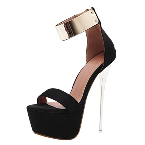 Holibanna Damen Sandalen Super High Heel Pumps Runde Zehen 16Cm Hochhackige Plateauschuhe von Holibanna