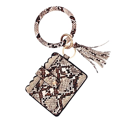 Holibanna Damen Multifunktions Geldbörse Mit Schlüsselanhänger Und Kartenhalter Trendige Handtasche Im Leoparden-Design Pu Kaffeegelb Für Mädchen Und von Holibanna